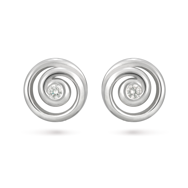Contour Diamond and White Gold Spiral Earrings by Diana Vincent