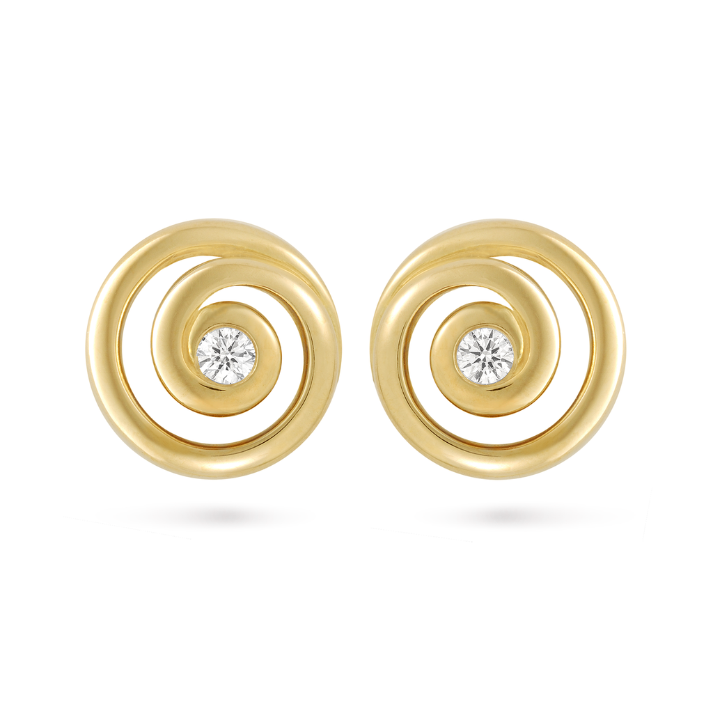 Contour Diamond and Yellow Gold Spiral Earrings by Diana Vincent