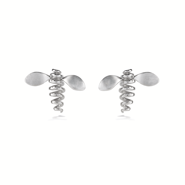 Unique Medium Bee White Gold Earrings Designed by Diana Vincent