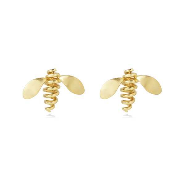 Unique Medium Bee Yellow Gold Earrings Designed by Diana Vincent