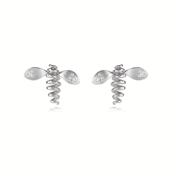 Unique Medium Bee Diamond and White Gold Earrings Designed by Diana Vincent