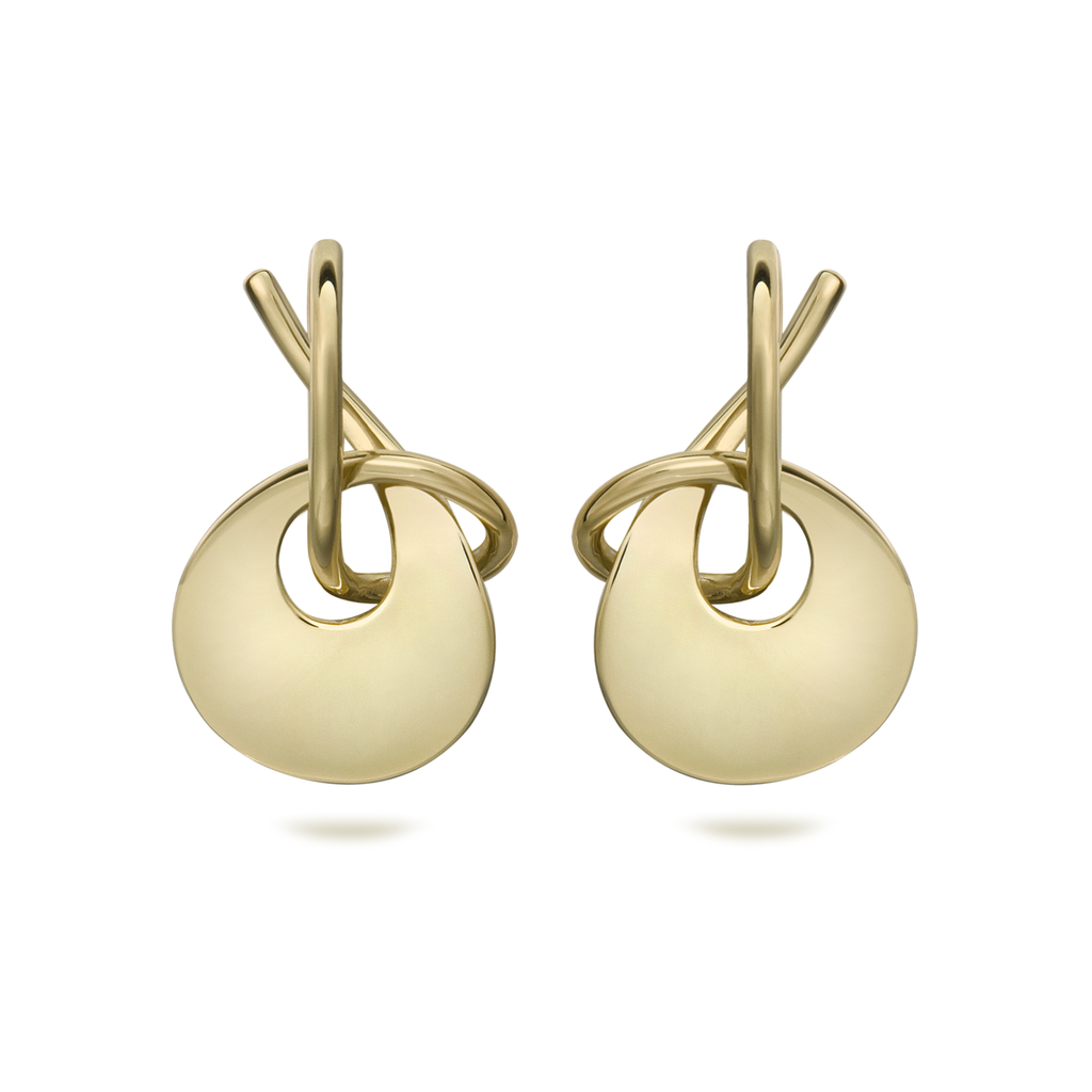 Twizzle Bombay Round Twist Design Yellow Gold Earrings by Diana Vincent