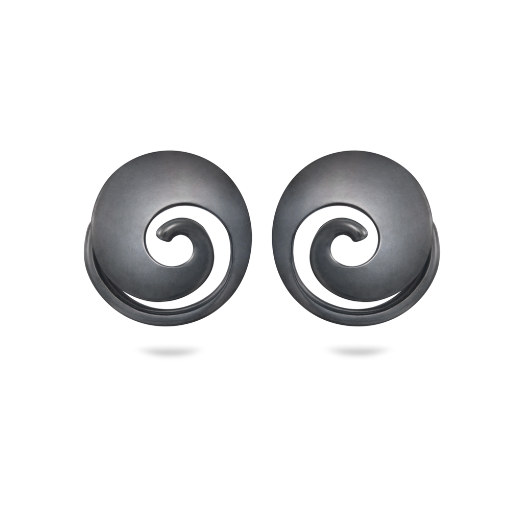 Twizzle Spiral and Swirl Black Oxidized Sterling Silver Earrings by Diana Vincent