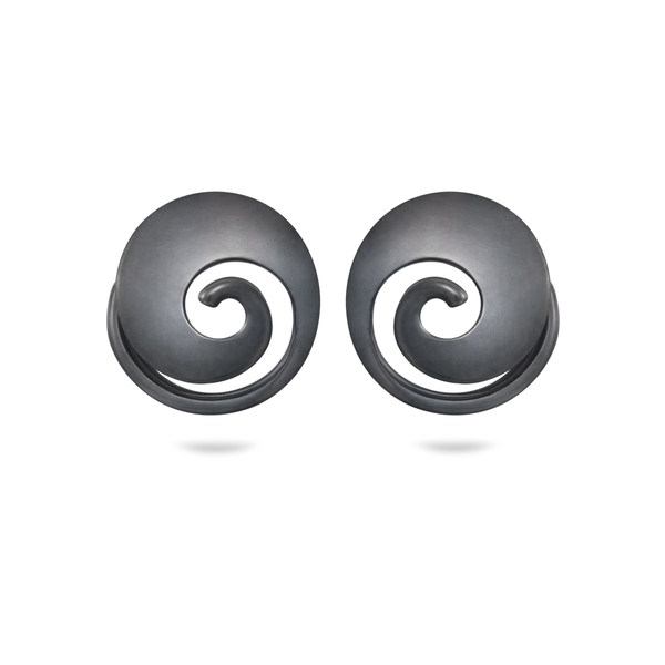 Twizzle Spiral and Swirl Black Oxidized Sterling Silver Earrings by Diana Vincent