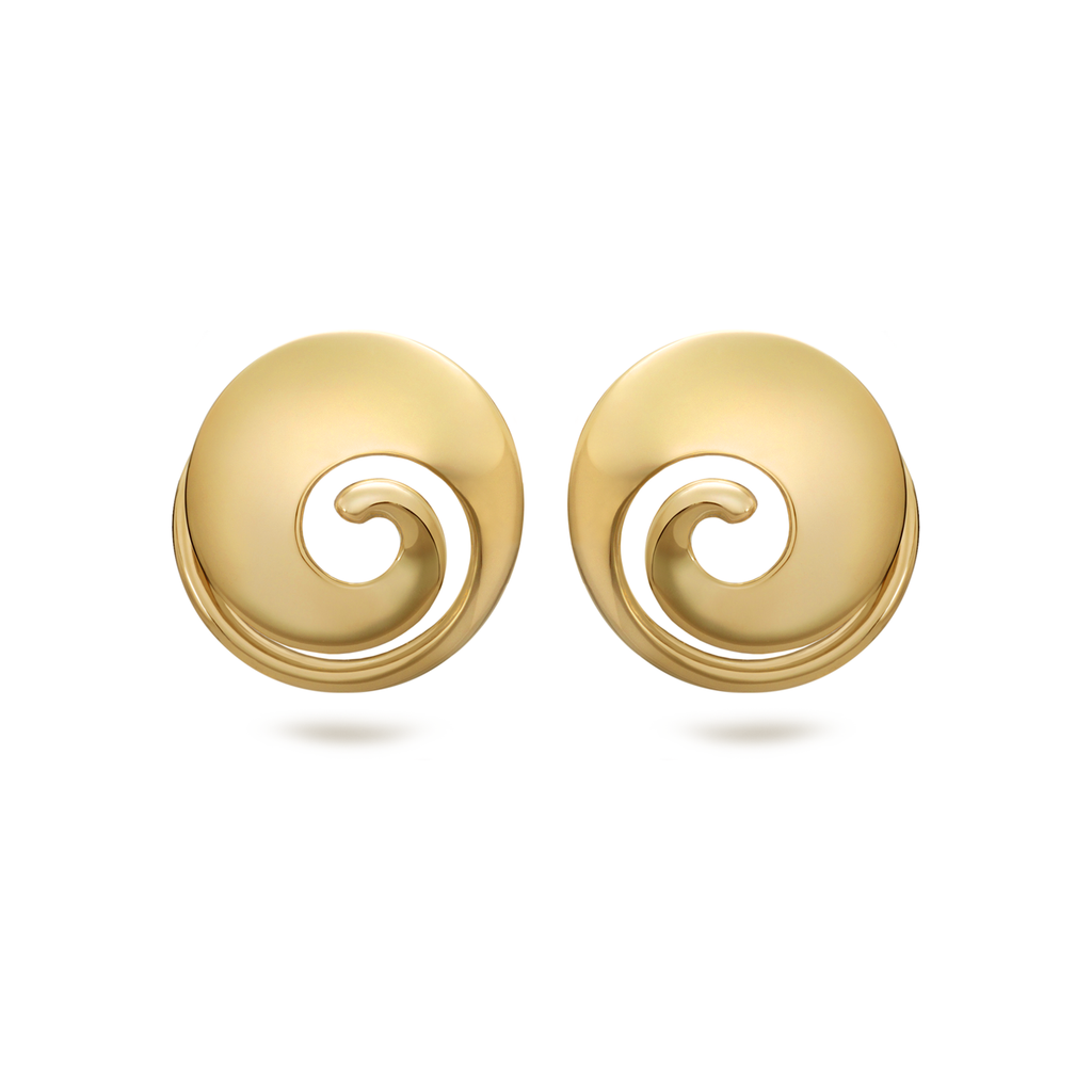 Twizzle Spiral Swirl Yellow Gold Earrings by Diana Vincent
