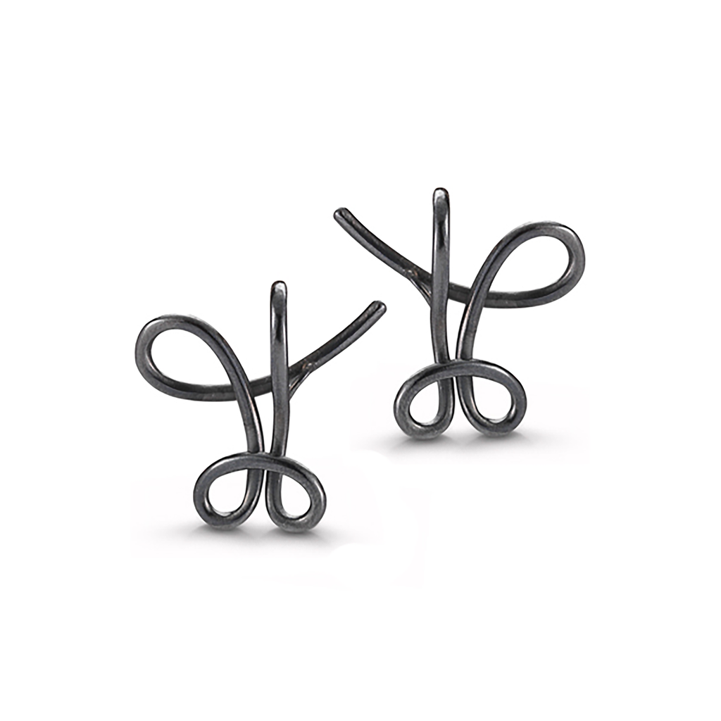 Kaleidoscope Twisting Black Oxidized Sterling Silver Earrings by Diana Vincent