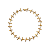 Leaf Diamond and Yellow Gold Link Necklace