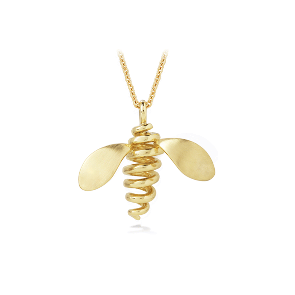 Unique Bee Medium Yellow Gold Pendant by Diana Vincent