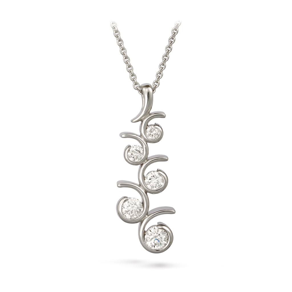 Contour Small Diamonds and White Gold Journey Pendant Necklace by Diana Vincent