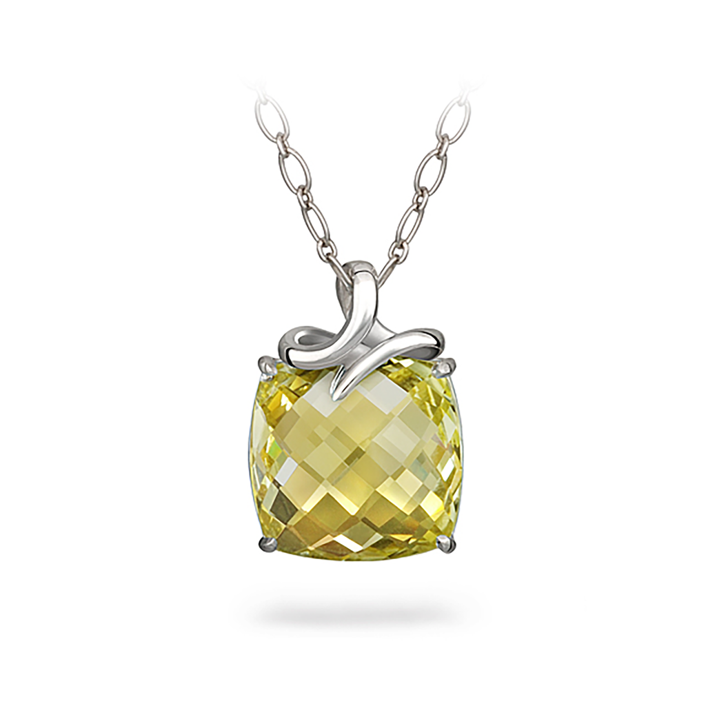 Dancing Twizzle Lemon Quartz Gemstone and Sterling Silver Pendant Necklace by Diana Vincent