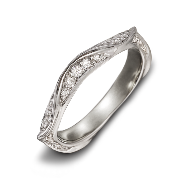 On the Edge Diamond and White Gold Curve Design Ring by Diana Vincent