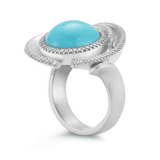 Turquoise Gemstone, Diamond, White Gold Swirl Ring by Diana Vincent