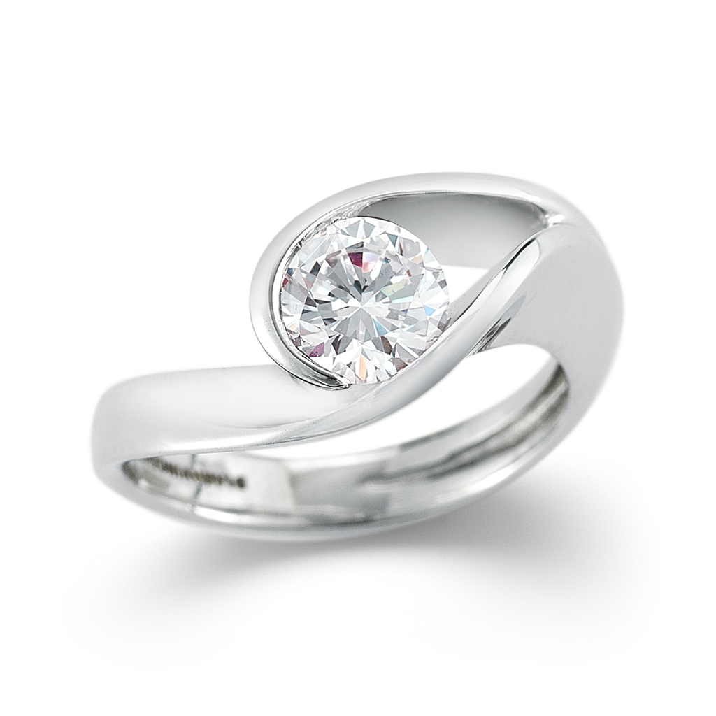 The Original Contour Round Solitaire Engagement Ring in Platinum by Diana Vincent