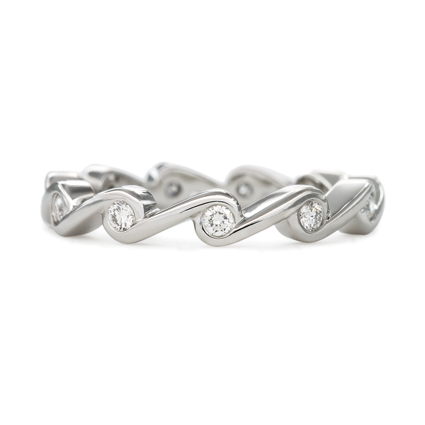 Contour Ripple Diamond and Platinum Stack Band by Diana Vincent