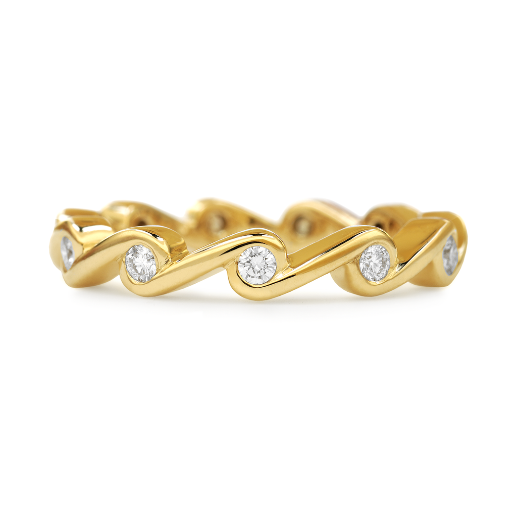 Contour Ripple Diamond and Yellow Gold Stack Band by Diana Vincent