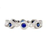 Contour Entwined Blue Sapphire and Diamond White Gold Stack Band by Diana Vincent