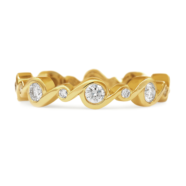 Contour Entwined Diamond and Yellow Gold Stack Band by Diana Vincent