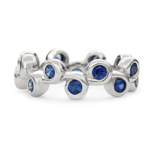 Contour Coil White Gold and Blue Sapphire Stack Band by Diana Vincent