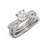 Aura Engagement Ring with Triple Row Diamond Shank Side View