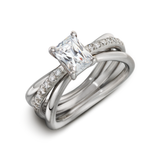 Unique Aura Emerald Cut Engagement Ring with Single Row Diamond Shank