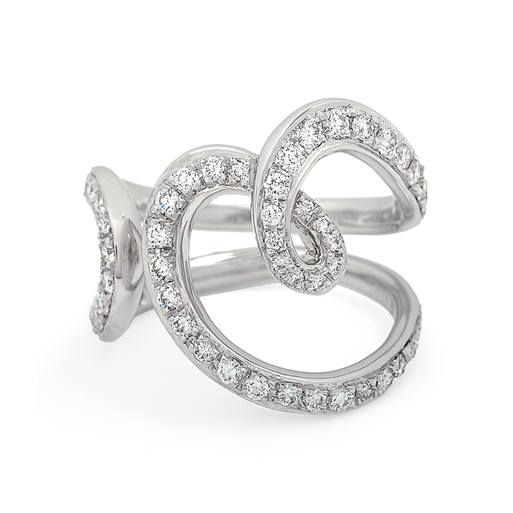 Heart Love Diamond and White Gold Ring by Diana Vincent