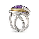 Twizzle Amethyst and Sterling Silver Double Bands Ring Side View