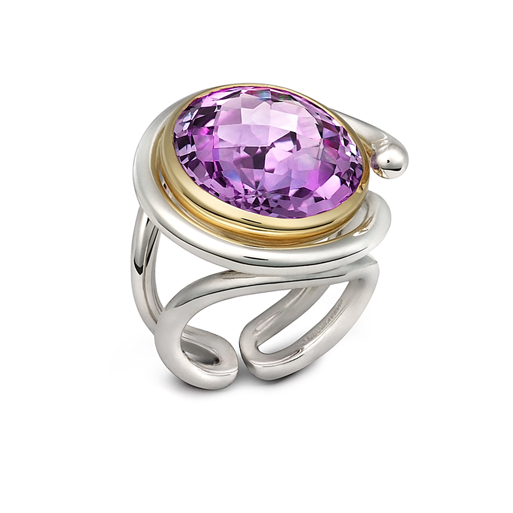 Twizzle Twist Design Amethyst Gemstone and Sterling Silver Ring by Diana Vincent