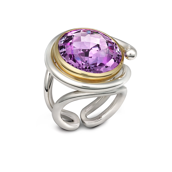 Twizzle Twist Design Amethyst Gemstone and Sterling Silver Ring by Diana Vincent