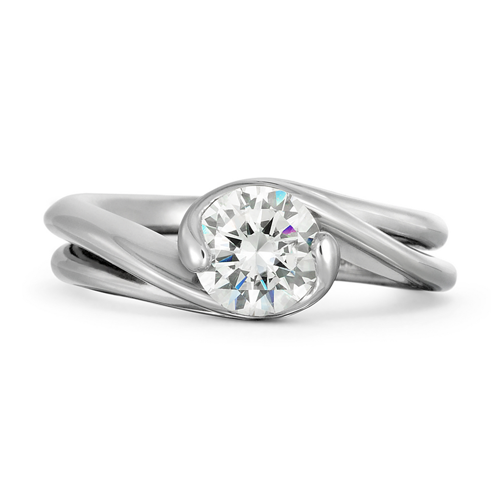 Contour Double Band Round Solitaire Engagement Ring by Diana Vincent