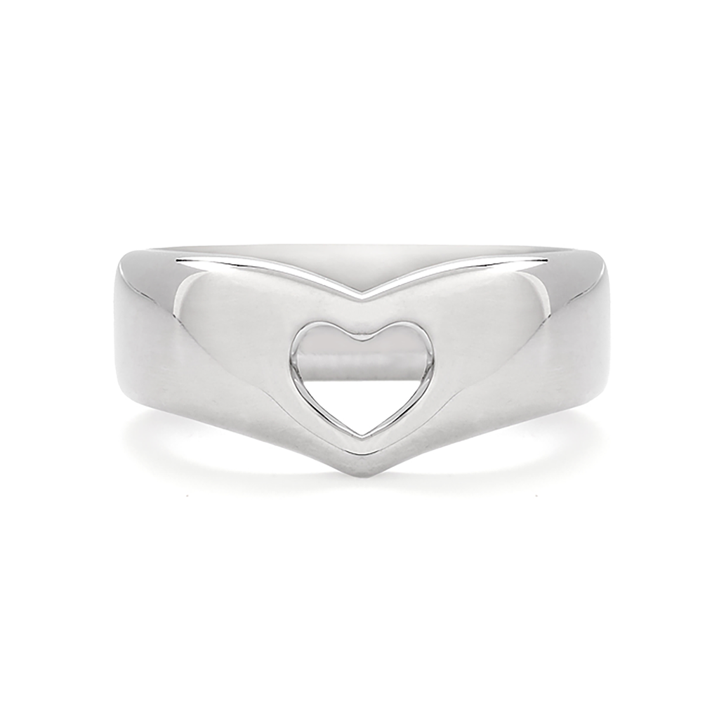 Heart Design Band Open in White Gold by Diana Vincent
