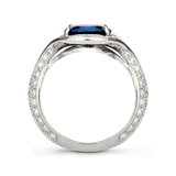 Duet Oval Blue Sapphire & Diamond Platinum Ring Side View