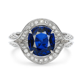 Duet Oval Blue Sapphire & Diamond Platinum Ring by Diana Vincent