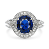 Duet Oval Blue Sapphire & Diamond Platinum Ring by Diana Vincent