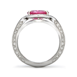 Duet Oval Pink Sapphire & Diamond Platinum Ring Side View