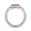 Duet Oval Pink Sapphire & Diamond Platinum Ring Side View