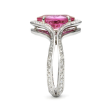 Two Band Oval Pink Sapphire & Diamond Platinum Ring 