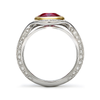Duet Ruby and Diamond Two Tone Platinum and Yellow Gold Ring Side View