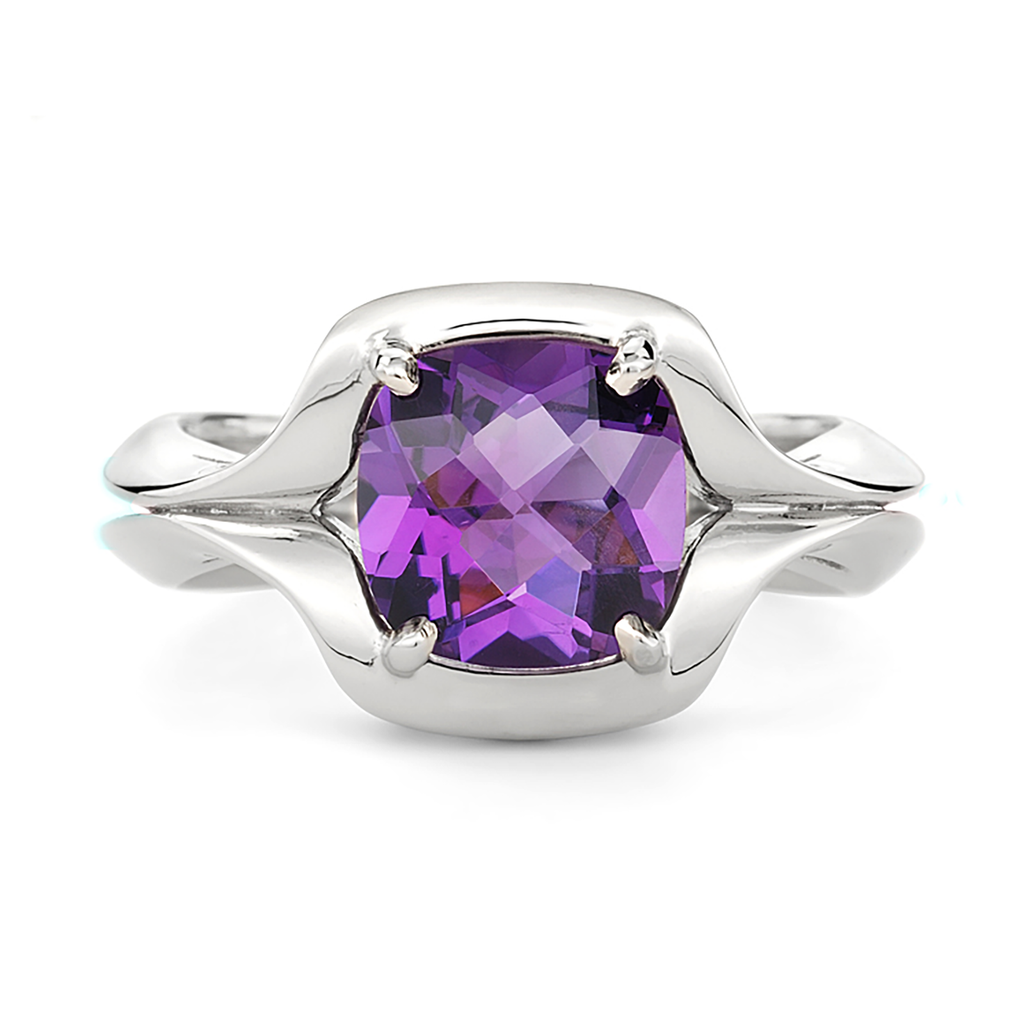 Duet Gemstone Amethyst and White Gold Ring by Diana Vincent