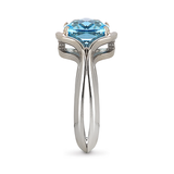 Duet Unique Setting Blue Topaz and White Gold Ring