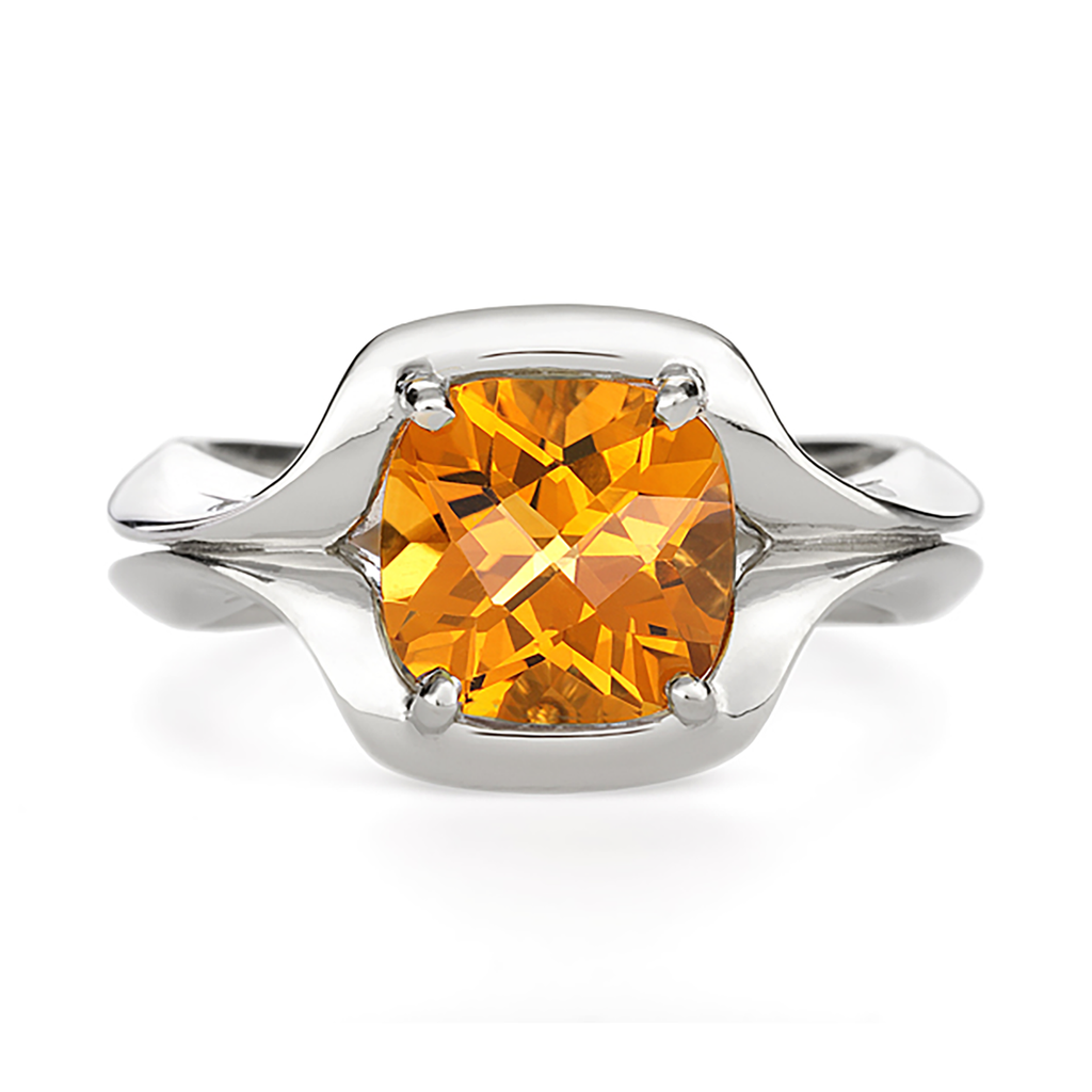 Duet Citrine Gem Stone and White Gold Ring by Diana Vincent