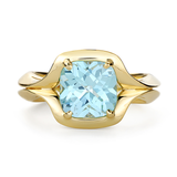 Duet Blue Topaz Gemstone and Yellow Gold Ring by Diana Vincent