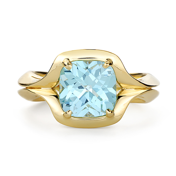 Duet Blue Topaz Gemstone and Yellow Gold Ring by Diana Vincent