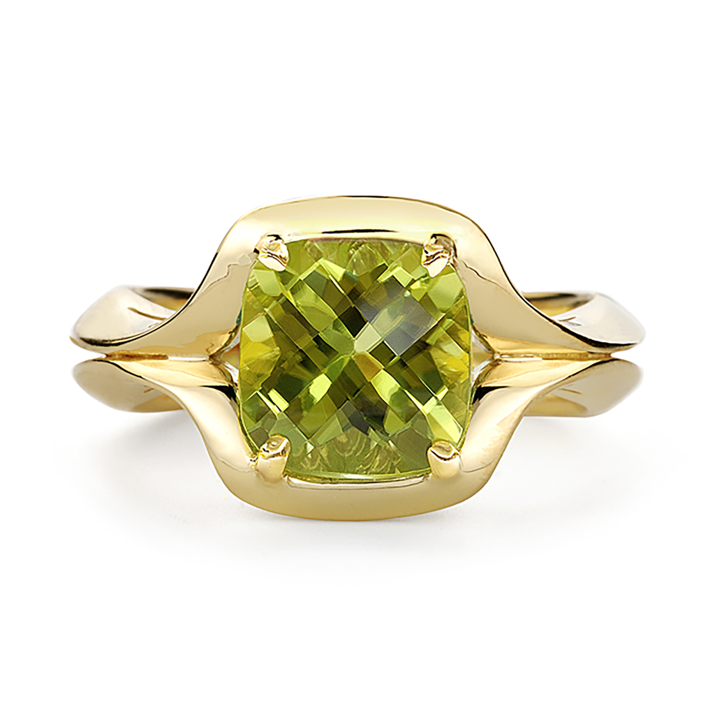 Duet Peridot and Yellow Gold Double Band Ring by Diana Vincent
