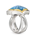 Twizzle Two Bands Cushion Blue Topaz and Sterling Silver Ring Side view