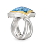 Twizzle Two Bands Cushion Blue Topaz and Sterling Silver Ring Side view