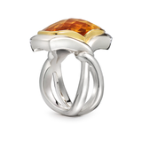 Twizzle Double Band Cushion Citrine Gemstone and Sterling Silver Ring by Diana Vincent