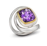 Unique Twizzle Amethyst Gemstone and Sterling Silver Wrap Ring