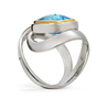 Twizzle Twist Design Blue Topaz Gemstone and Sterling Silver Wrap Ring