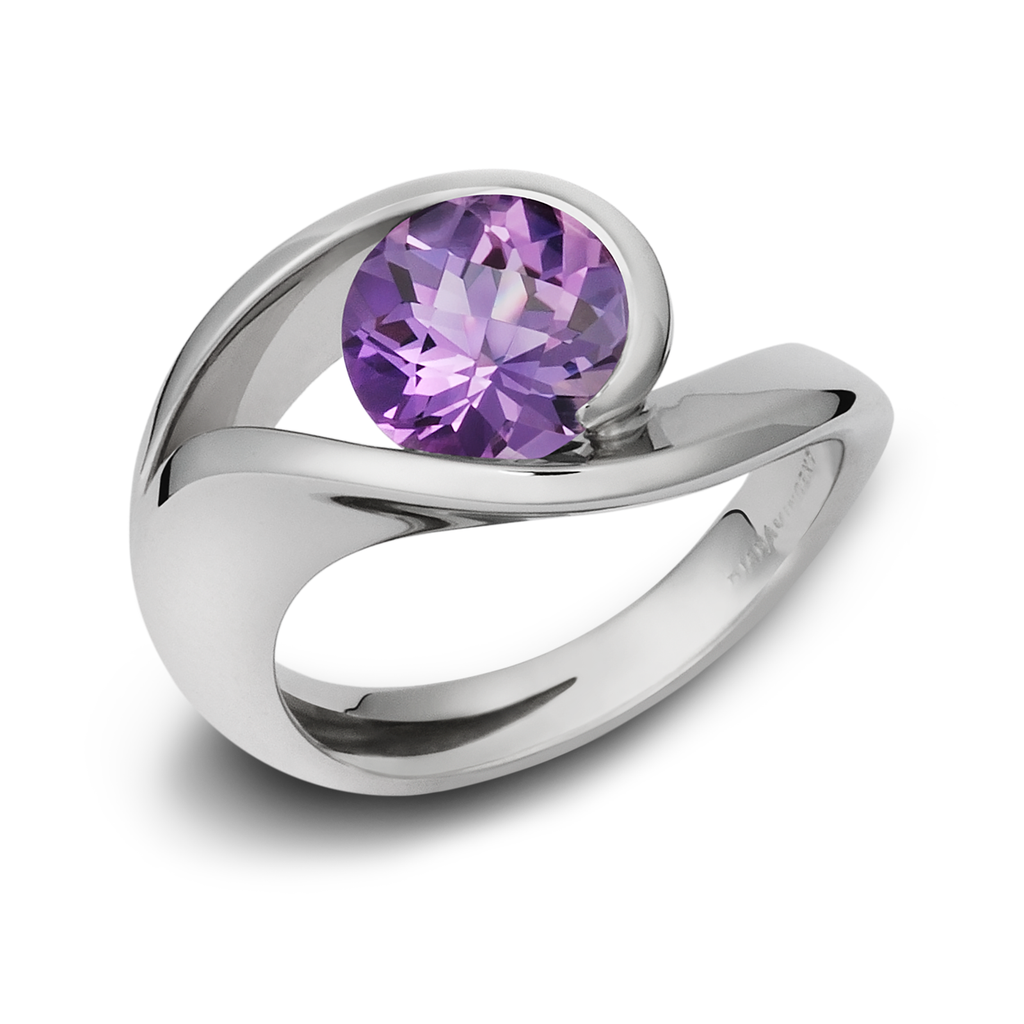 Contour Amethyst Gemstone and Sterling Silver Ring by Diana Vincent