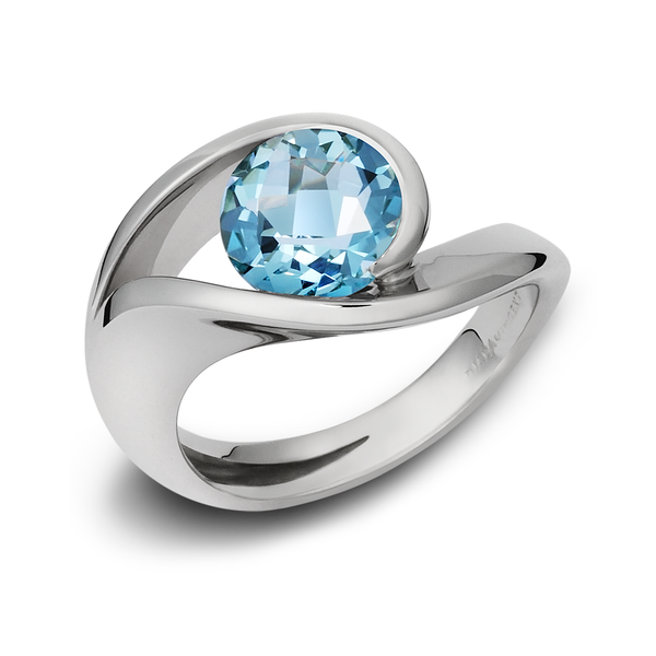 Contour Blue Topaz Gemstone and Sterling Silver Ring by Diana Vincent